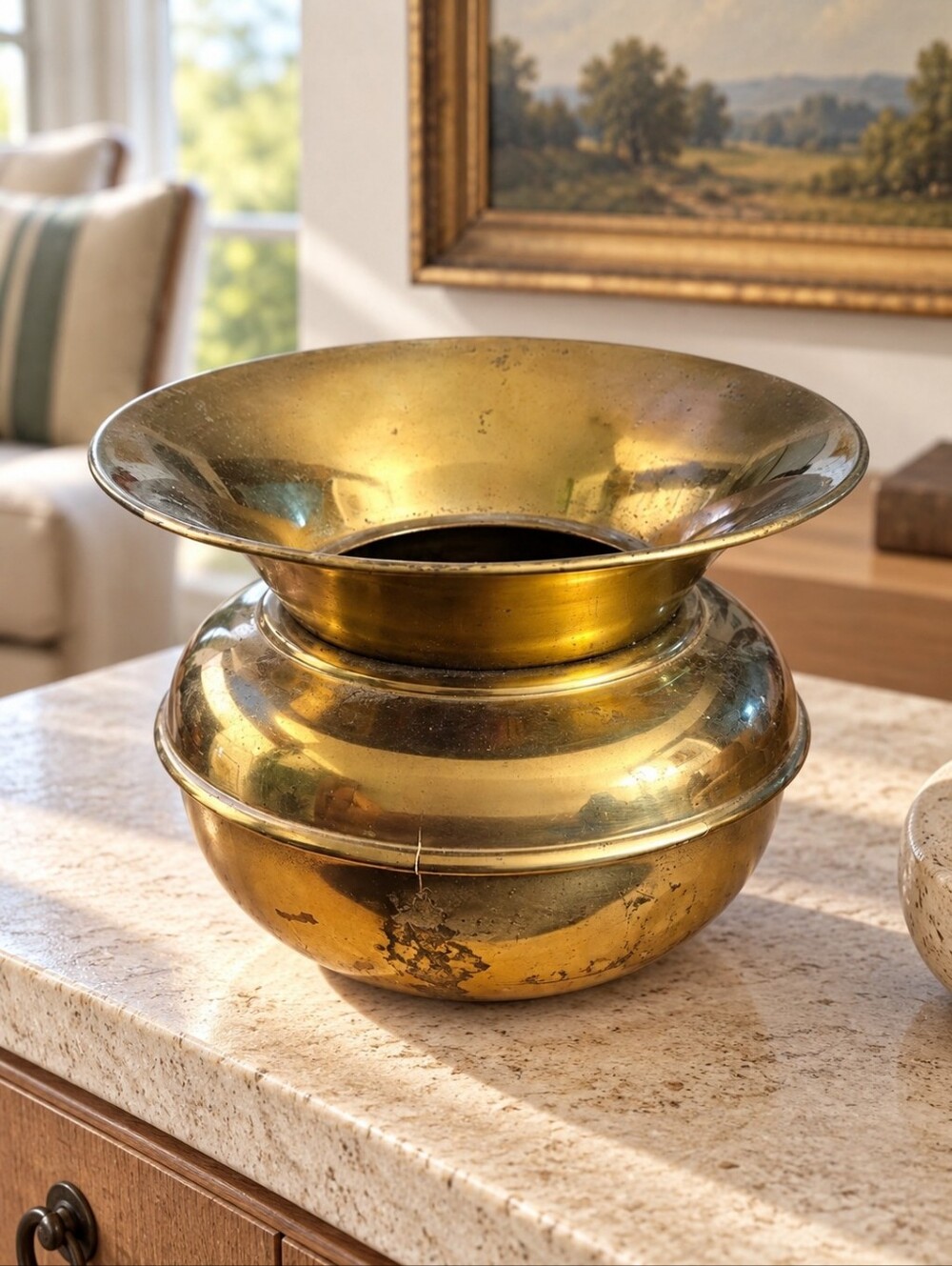Vintage Lombard Brass Spittoon Made in England Mid Century 4.5"